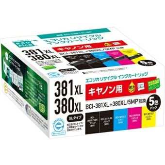 【推奨品】エレコム ECI-C381XL-5P エコリカインク／CANON／BCI-381+380／6MP／リサイクル／大容量／5色パック ECIC381XL5P