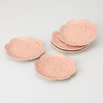 紫陽花ピンク銘々皿揃 陶器 瀬戸焼 やきものの里から、暮らしを贈ります。　ギフト 食器 セット テーブルウェア