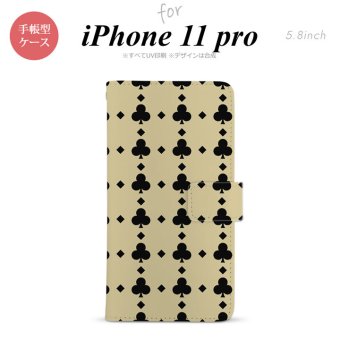 iPhone11Pro iPhone11 Pro 手帳型スマホケース カバー トランプ クラブ ベージュ 黒  nk-004s-i11p-dr533