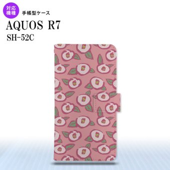 SH-52C AQUOS R7 手帳型スマホケース カバー つばき ピンク  nk-004s-r7-dr1704