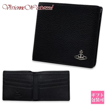 ヴィヴィアンウエストウッド 財布 メンズ 二つ折り財布 Vivienne Westwood 51120008 L001J LA N401 ブラック 黒 グレインレザー 本革 小銭入れなし コンパクト オーブ ロゴ 札入れ ギフト プレゼント