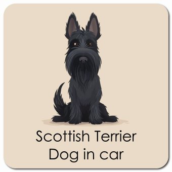 Scottish Terrier スコティッシュテリア カーサイン 車 マグネット 強力 13x13cm 正方形 パステル くすみカラー スタイル アニメ風 マグネットステッカー 犬 かっこいい おしゃれ 安全対策 煽り運転 屋外 防水 屋内