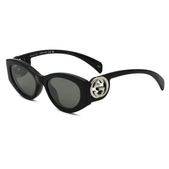 グッチ GUCCI サングラス グローバルフィット アイウェア UVカット フォックス キャットアイ GG1691S-001 メンズ レディース ユニセックス ブラック+グレー 国内正規品
