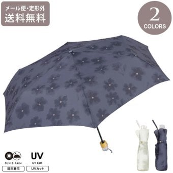 折りたたみ傘 水彩フラワー ミニ フラワー 定形外 送料無料 雨傘 軽量 晴雨兼用 3476-015-002 持ち手 クリア 花柄 かわいいレディース 通勤 通学 女性