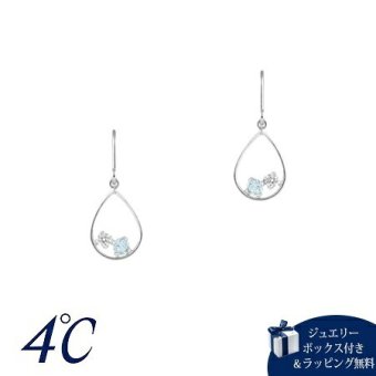 【無料ラッピング】  ヨンドシー 4℃ K10ホワイトゴールド ピアス ブルートパーズ キュービックジルコニア ブランド 正規品 新品 ギフト プレゼント 人気 おすすめ 誕生日 記念日 クリスマス 送料無料