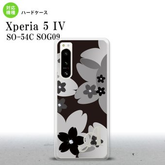 Xperia 5 IV Xperia5 IV スマホケース 背面ケース ハードケース 花柄 サクラ C 黒 +アルファベット 2022年 10月発売 nk-xp54-061i