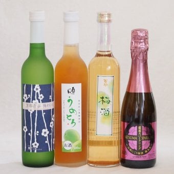 梅酒特集4本セット(薩摩スパークリングにごり梅酒梅太夫(鹿児島) 京都青谷梅わいん(京都) 奥の松純米酒ベースうめとろ(福島) 百助梅酒(大分)) 375ml×1本 500ml×3本