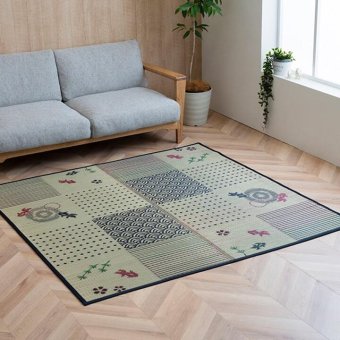 夏ラグ 夏用カーペット い草ラグ ラグ カーペット 3畳 長方形 和柄 風物詩 『DX金魚』 約176×230cm （裏:不織布）