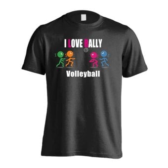 バレーボール Tシャツ 半袖 メンズ ウェア レディース 練習着 ジュニア ドライ おもしろ tシャツ 速乾 名入れ スポーツ 女子 男子 チーム おしゃれ 文字入れ 「I LOVE RALLY」 アートワークスコウベ 【送料無料】
