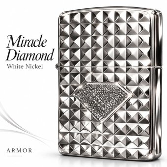 ZIPPO ライター アーマー ミラクルダイアモンド ホワイトニッケル 両面加工 ジッポ Miracle Diamond ダイヤカット 彫刻 シルバー メンズ かっこいい メタル貼り おしゃれ ギフト 重厚 プレゼント