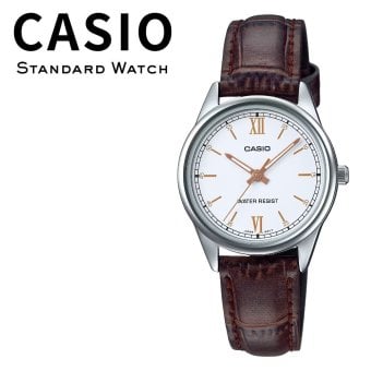 箱なし カシオ 腕時計 レディース ホワイト ブラウン レザーベルト アナログ 小さめ 軽量 シンプル クラシック CASIO 海外モデル 逆輸入 女性 プレゼント ギフト 成人 卒業 入学