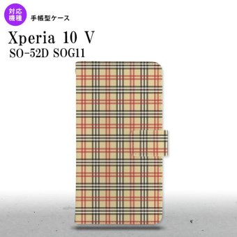 Xperia10V Xperia10V 手帳型スマホケース カバー チェック ベージュ 赤 2023年 7月発売 nk-004s-xp105-dr446