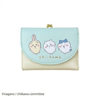 ちいかわ 口金財布 ミニ財布 レディース 二つ折り財布 コンパクト財布 小銭入れ キャラクター グッズ 雑貨 ハチワレ 似顔絵 型押し ミント かわいい おしゃれ ギフト プレゼント