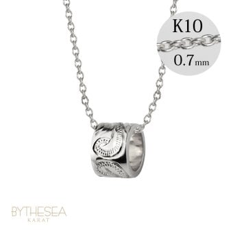 ゴールド ネックレス ハワイアンジュエリー ネックレス ゴールド ホワイトゴールド ネックレス スクロールチューブ Sサイズ 14K K14 K10 10Kあずきチェーン太0.7mm ギフトラッピング可能 BY THE SEA バイザシー プレゼント ハロウィン 【品番：CG-GP127W】