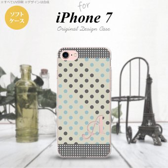 【iPhone7】【スマホケース/スマホカバー】【アイフォン７】iPhone7 スマホケース ケース アイフォン７ ソフトケース イニシャル ドット・水玉 グレー×青 nk-iphone7-tp1650ini【メール便送料無料】