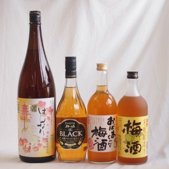 豪華梅酒4本セット(おばあちゃんの梅酒 芋焼酎仕込五代梅酒(鹿児島) 米焼酎仕込はんなり梅酒(京都) 芳醇ブランデー仕立チョーヤ梅酒) 720ml×3本 1800ml×1本