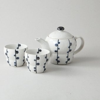 手描き海ぶどう茶器セット 陶器 美濃焼 やきものの里から、暮らしを贈ります。　ギフト 食器 セット テーブルウェア