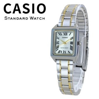 箱なし カシオ 腕時計 レディース CASIO シルバー ゴールド ローマ数字 スクエア 長方形 小さめ コンビカラー メタル 海外モデル 逆輸入 シンプル 上品 仕事 通勤 誕生日 プレゼント ギフト 成人 卒業 入学