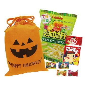 ハロウィンお菓子巾着  7547 景品 記念品 粗品 ノベルティ 名入れ 御挨拶 ご挨拶