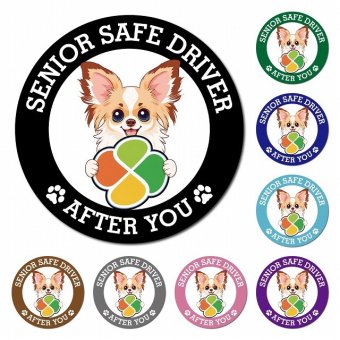 カーサイン 高齢者マーク SENIOR SAFE DRIVER パピチワ マグネット 強力 直径13cm 肉球 日本製 車 ステッカー