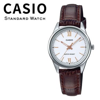 カシオ CASIO 腕時計 レディース 収納ケース付き チプカシ シンプル 小さい 軽い 革ベルト ブラウン ホワイト プレゼント ギフト 時計 誕生日 記念日 日本未発売 海外モデル 成人 卒業 入学