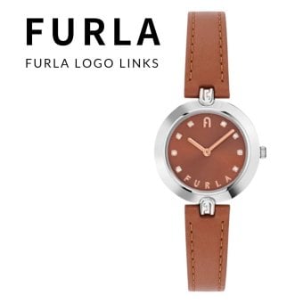 フルラ 腕時計 レディース フルラロゴリンクス 28mm ブラウン シルバー レザー クリスタル FURLA LOGO LINKS クオーツ 軽量 プレゼント ギフト 女性 妻 誕生日 記念日 成人 卒業 入学