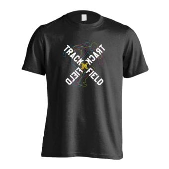 陸上競技 マラソン ランニング Tシャツ 半袖 メンズ ウェア レディース 練習着 ジュニア ドライ おもしろ tシャツ 速乾 名入れ スポーツ 女子 男子 チーム おしゃれ 文字入れ 「ネオンスタイルのクロスTRACK&FIELD」 アートワークスコウベ 【送料無料】