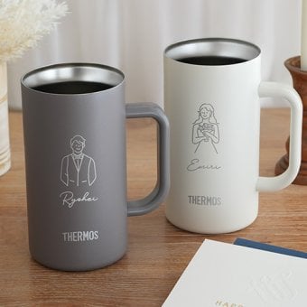 【結婚式 電報 ギフト】サーモス 名入れ ビールジョッキ ペアセット 600ml・720ml |結婚祝い　結婚記念日　誕生日 記念日 誕生祝い 名入れ 名前入り 保冷 保温 結婚祝い お祝い 退職 THERMOS ビールジョッキ タンブラー コップ プレゼント ギフト 贈り物 披露宴 二次会