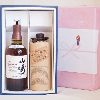 実りの秋の贈り物 感謝贈り物ボックス 洋酒焼酎2本セット（ウイスキー山崎700ml 長期貯蔵麦焼酎百年の孤独720ml）