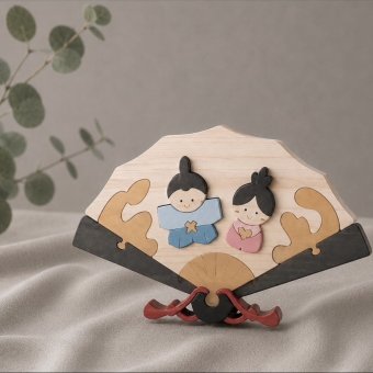 木製扇形雛飾り｜国産ヒノキのひな人形｜ひな祭り・桃の節句・初節句の節句飾り