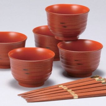 山中塗　根来汁椀揃（箸付） インテリア 漆器 盆 カタログギフト 景品 粗品