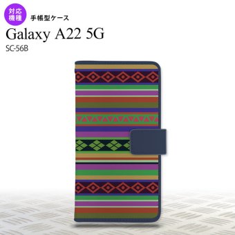 SC-56B Galaxy A22 手帳型スマホケース カバー エスニック ボーダー 緑  nk-004s-a22-dr1563