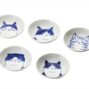 SHICHITA 猫 豆鉢揃 木箱入  商品φ90×26mm×5
