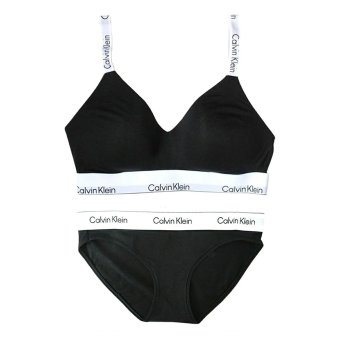 カルバンクライン Calvin Klein(CK) ブラ&ショーツ セット ロゴ 無地 ノンワイヤー アンダーウェア インナー 下着 QF8504+QF8520 004 レディース ブラック