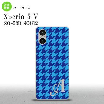 Xperia 5V Xperia 5V スマホケース 背面ケース ハードケース 千鳥 格子 大 青 +アルファベット 2023年 10月発売 nk-xp55-919i