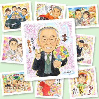 退職のギフトに、その人らしさを大切にした似顔絵です。初めての似顔絵注文でも安心です。 退職祝い プレゼント 似顔絵 ギフト 贈り物 手描き 名入れ 退職 お礼 定年 記念 お父さん 先輩 上司 お母さん 名入れ 下書き確認 修正無料 実績多数 宝物 似てる かわいい 勤続年数 一生もの 定年 退職ギフト 退職 引っ越し 闘病中の方への励まし 大量注文 メモリアルギフト 結婚祝い 喜寿祝い カラフル