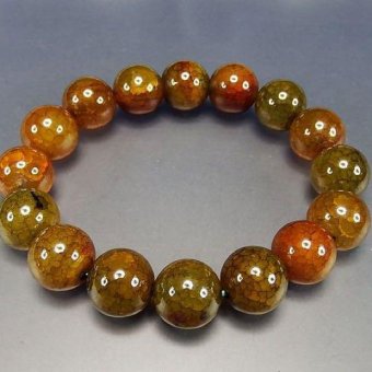 天然石超大3Aグリーン系ドラゴンアゲート紅葉色約14ミリブレス