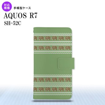 SH-52C AQUOS R7 手帳型スマホケース カバー エスニック ゾウ モスグリーン  nk-004s-r7-dr693