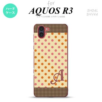 SH-04L SHV44 R3 AQUOS R3 スマホケース カバー ドット 水玉 C ベージュ オレンジ +アルファベット nk-r3-1648i
