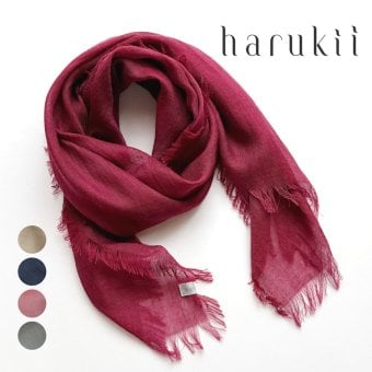 【harukii】うかしガーゼストールMiniボルドーレッド　カシミヤ シルク ウール 小振り 薄手 ガーゼ 日本製 春 秋 冬 上品 ギフト プレゼント 母の日 父の日 誕生日 ストール 軽い ピンク オレンジ レディス メンズ クリスマス 肌に優しい 柔らか 冷房対策 国産 マフラー・スカーフ