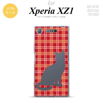 【SO01K】【スマホケース/スマホカバー】【エクスペリア XZ1】SO01K スマホケース Xperia XZ1 SO-01K カバー エクスペリア XZ1 猫 チェック赤B nk-so01k-tp952【メール便送料無料】