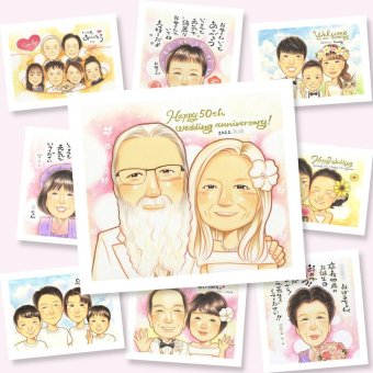 金婚式 贈り物 似顔絵 プレゼント 手描き ギフト 名入れ 金婚式 結婚記念日 お祝い 結婚50周年 記念日 お父さん お母さん 両親 夫婦 祖父母 家族 修正無料 名入れ 下書き確認 かわいい 親孝行 宝物 似てる 長寿 50周年 思い出 感謝 サプライズ 快気祝い バレンタインデー 傘寿祝い キレイ 大人数 還暦祝い ブライダルギフト オーダーメイド 節目
