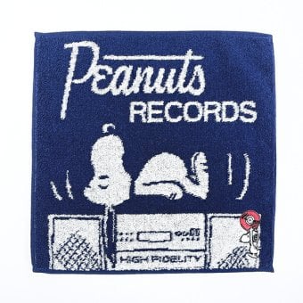 スヌーピー ミニタオル RECORDS ネイビー ハンカチ SNOOPY