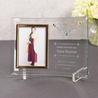 ガラスフォトフレーム 結婚祝 周年記念 誕生祝  退職祝 還暦記念 出産祝 DFJ-3 名入れ無料 