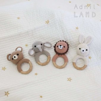 Adnil LAND リンリンと音が鳴る かぎ編みされた あみぐるみラトル BEBE ANIMAL ギフト プレゼント 出産祝い