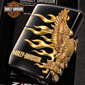 ZIPPO ハーレー ジッポライター ハーレーダビッドソン ブラック＆ゴールド かっこいい ファイヤー 3面ゴールドメタル イーグル 黒金 HARLEY-DAVIDSON 日本国内限定モデル ジッポー ギフト