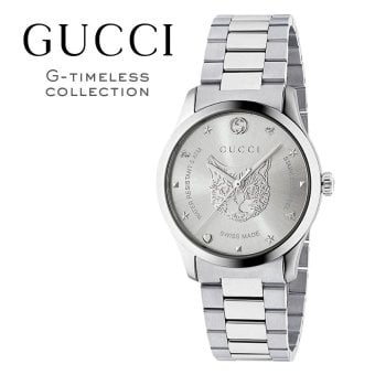 グッチ 腕時計 メンズ レディース Gタイムレス 1本限り クオーツ 38mm シルバー 猫 キャット ビー 蜂 GUCCI G-Timeless スイス製 ユニセックス プレゼント ギフト 成人 卒業 入学