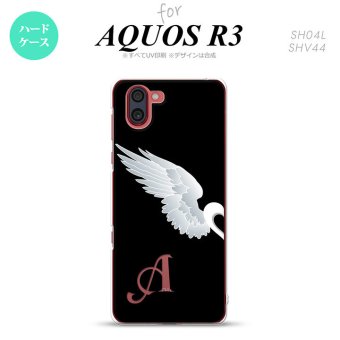 SH-04L SHV44 R3 AQUOS R3 スマホケース カバー 翼 ペア 左 黒 +アルファベット nk-r3-477i