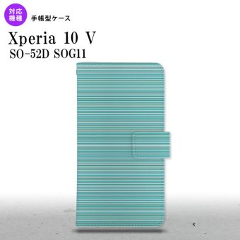 Xperia10V Xperia10V 手帳型スマホケース カバー ボーダー 細 ターコイズ 2023年 7月発売 nk-004s-xp105-dr1285