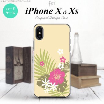 【iPhoneX】【スマホケース/スマホカバー】【アイフォンX】iPhoneX スマホケース カバー アイフォンX ハイビスカスA ベージュ×ピンク nk-ipx-1053【メール便送料無料】